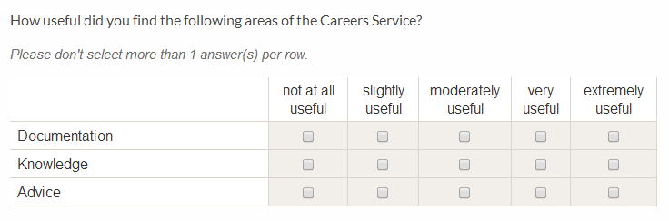 Scale/rank questions BOS online survey tool