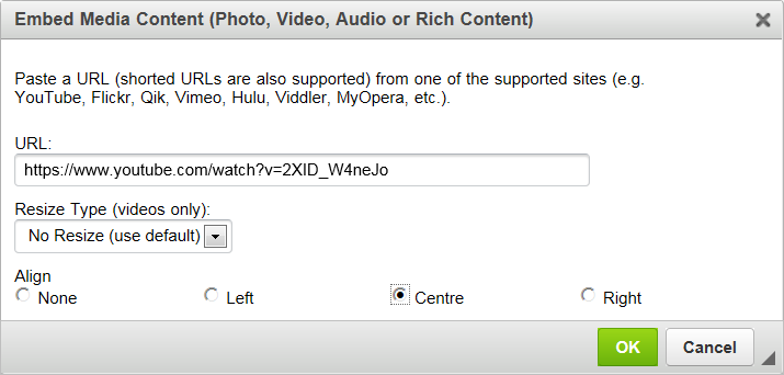 Adding A Video Or Other Media Content Online Surveys - embed media window