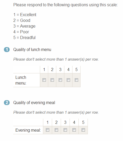 A screen shot of a multiple choice question with a separate scale